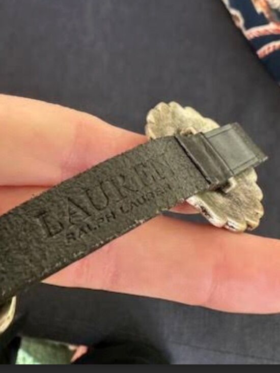 New Lauren Ralph Lauren Black Leather Adjustable Concho Belt